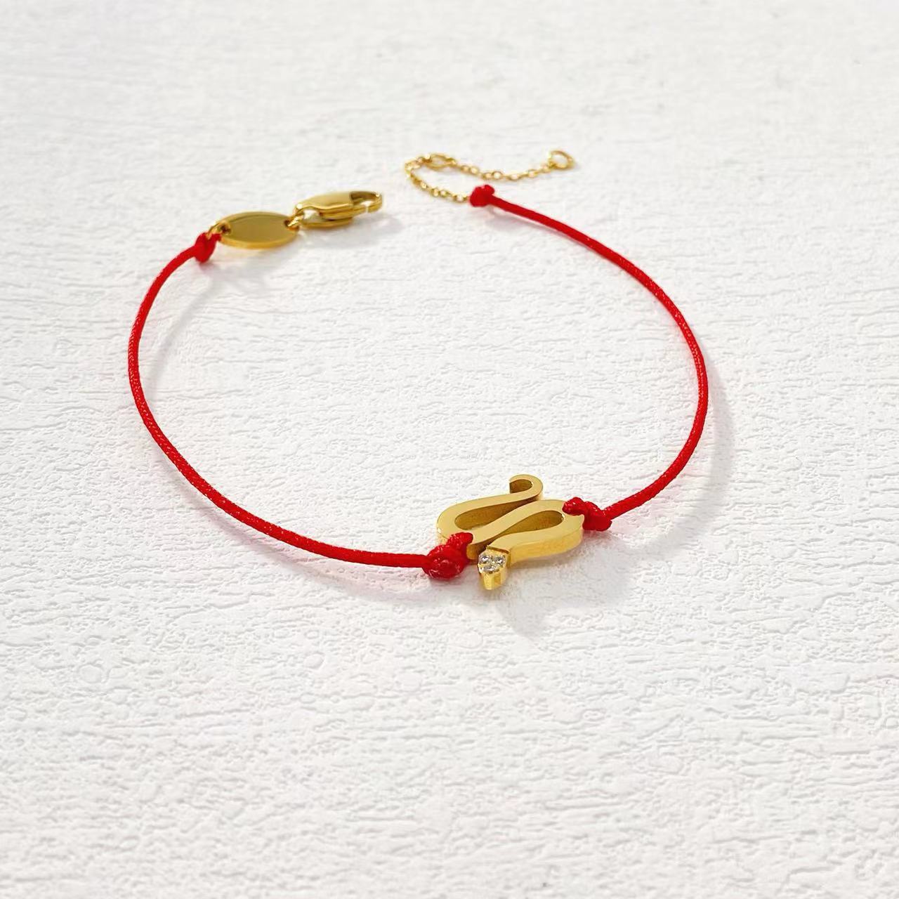 钛钢手链 木木（RZ6403）预售 20厘米 精镶蛇形红绳手链