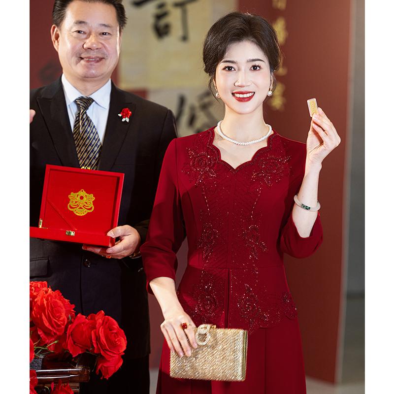 高端喜婆婆婚宴装礼服年轻女方结婚妈妈婚礼高贵洋气中年婚宴礼服