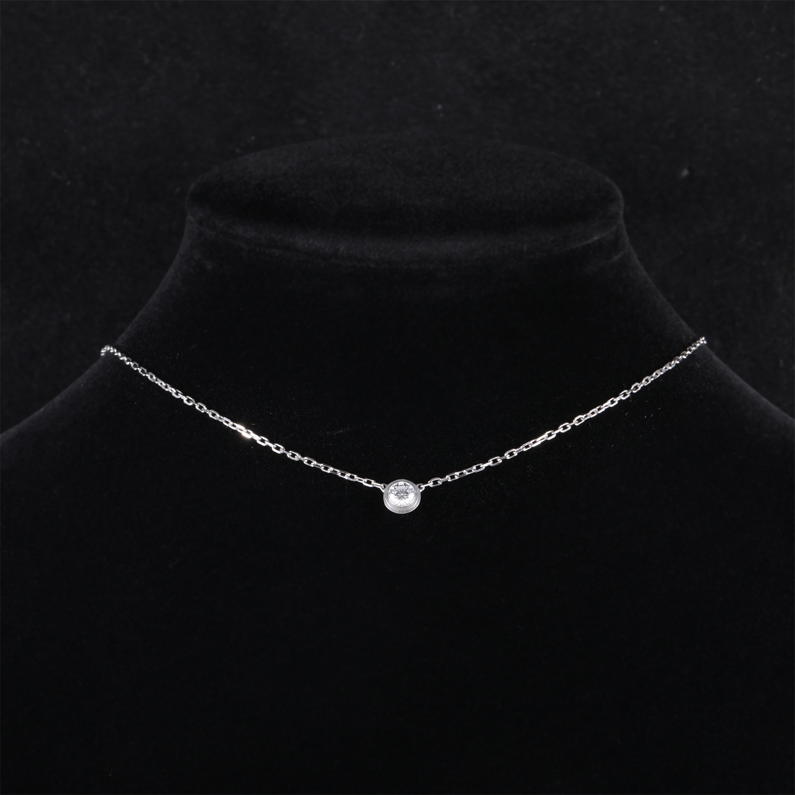 99新 Cartier/卡地亚 小花双双 18K白金 钻石 单钻 项链
