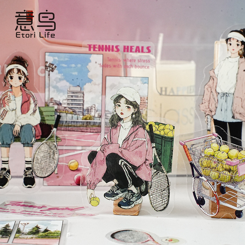 意鸟etori贴纸包 运动少女系列 人物主题手帐DIY装饰素材贴30枚入