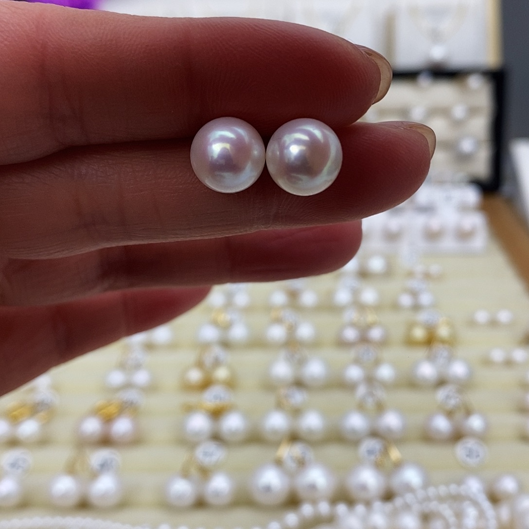 淡水珍珠耳饰18K金镶嵌