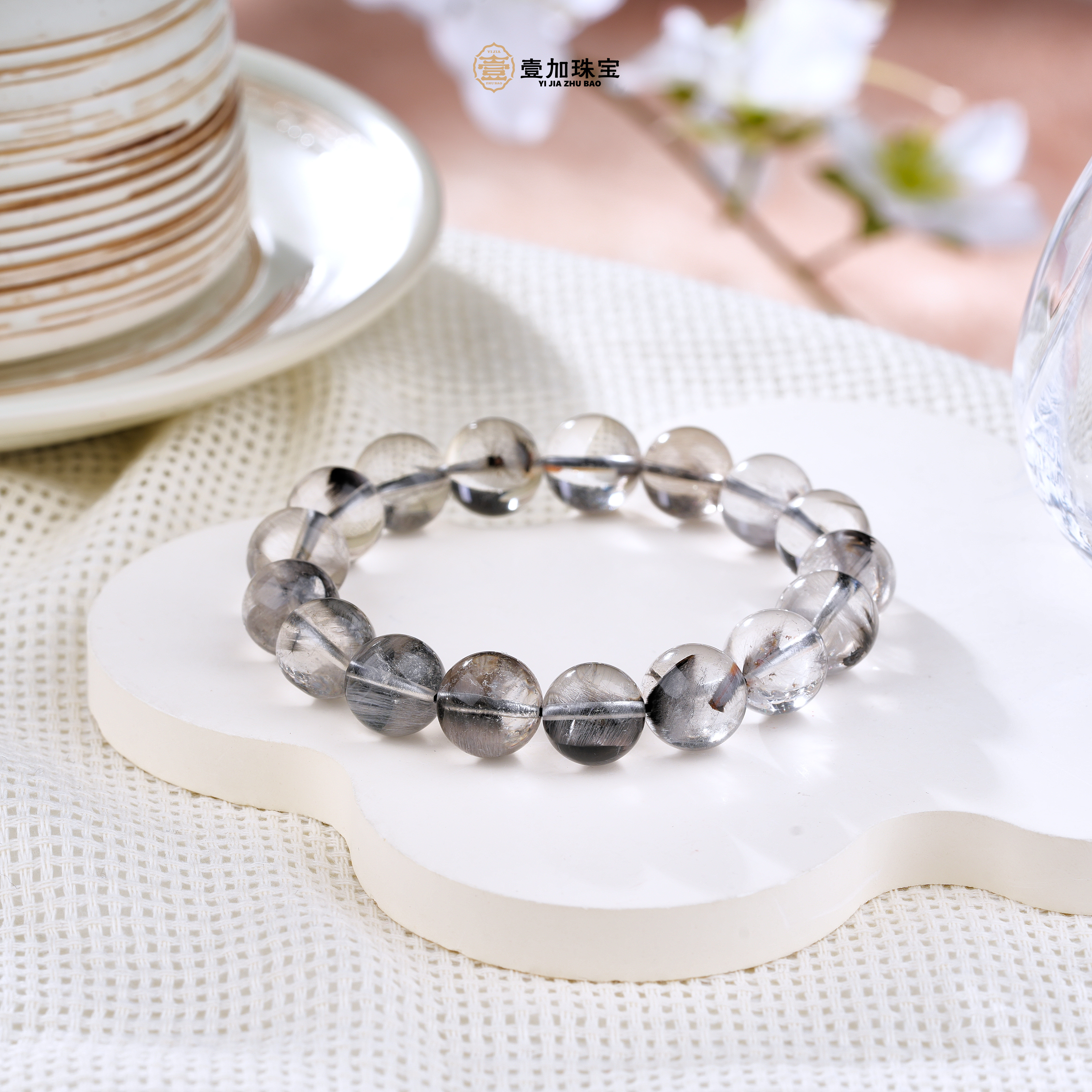 壹加师姐|手工设计黑银钛水晶手串多样性发一#4000