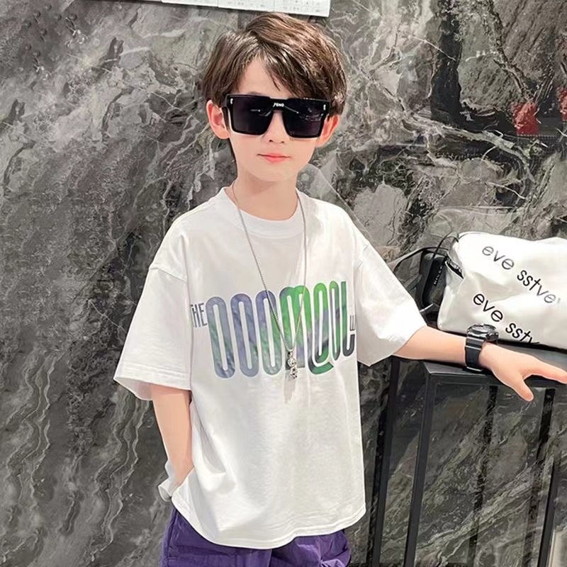 1512【纯棉短袖】新款儿童童装潮流男女童百搭洋气纯棉短袖潮童半