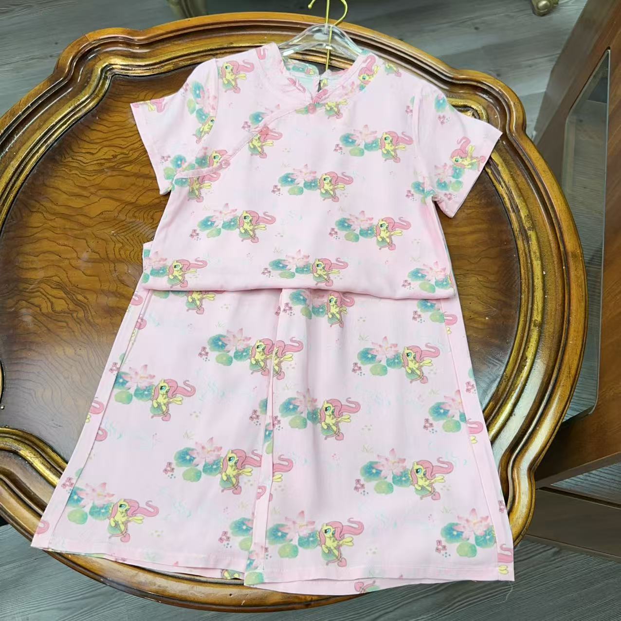 安大秋童装【荷韵宝莉】2025年春夏款儿童短袖套装