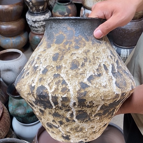 紫砂花盆口16高度30黑姹