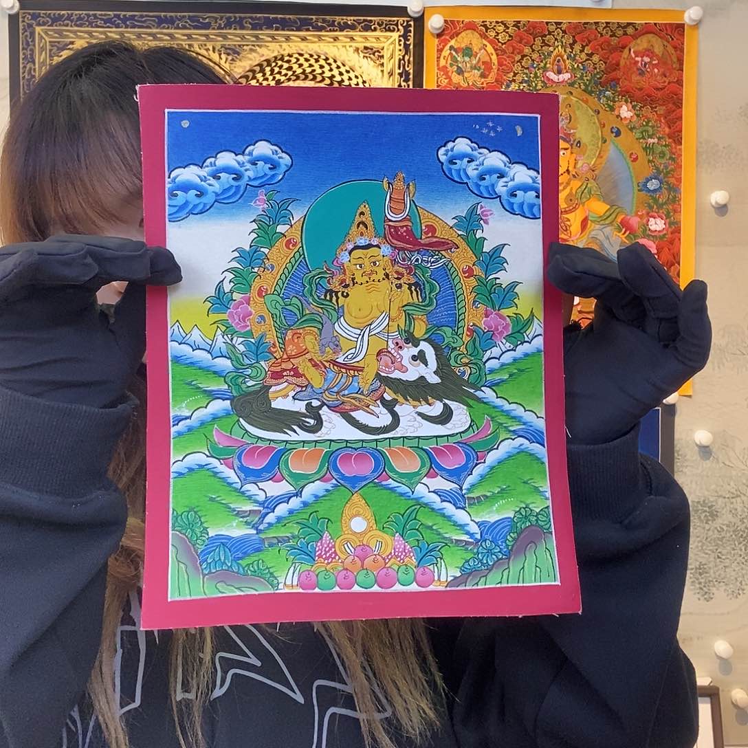 卷轴画纯手绘唐卡财宝天王25✖️20厘米左右