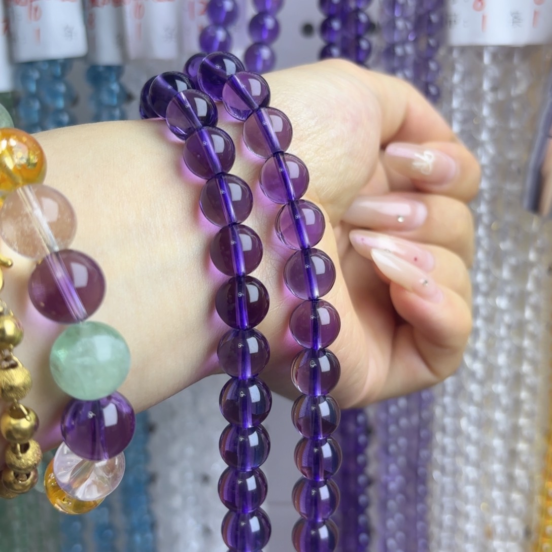 未镶嵌7a乌拉圭紫水晶10m玛瑙/玉髓