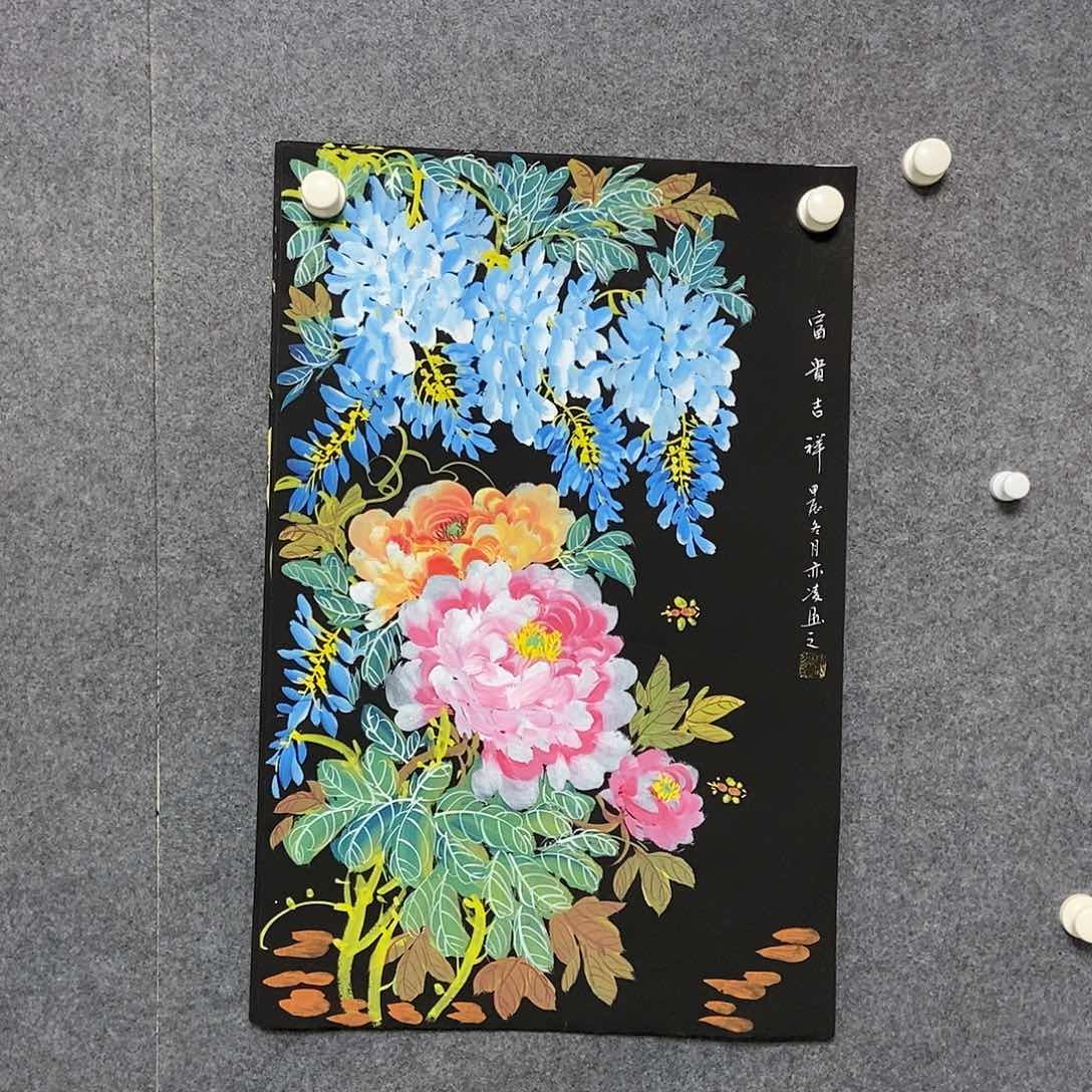 国画四尺三开一副