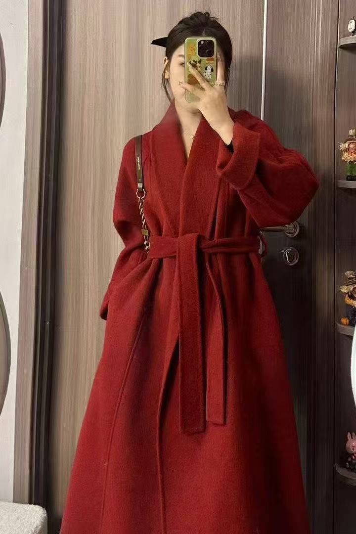 （501-600）冬季加厚呢子外套腰带长款/特价处理有去无回默认瑕疵