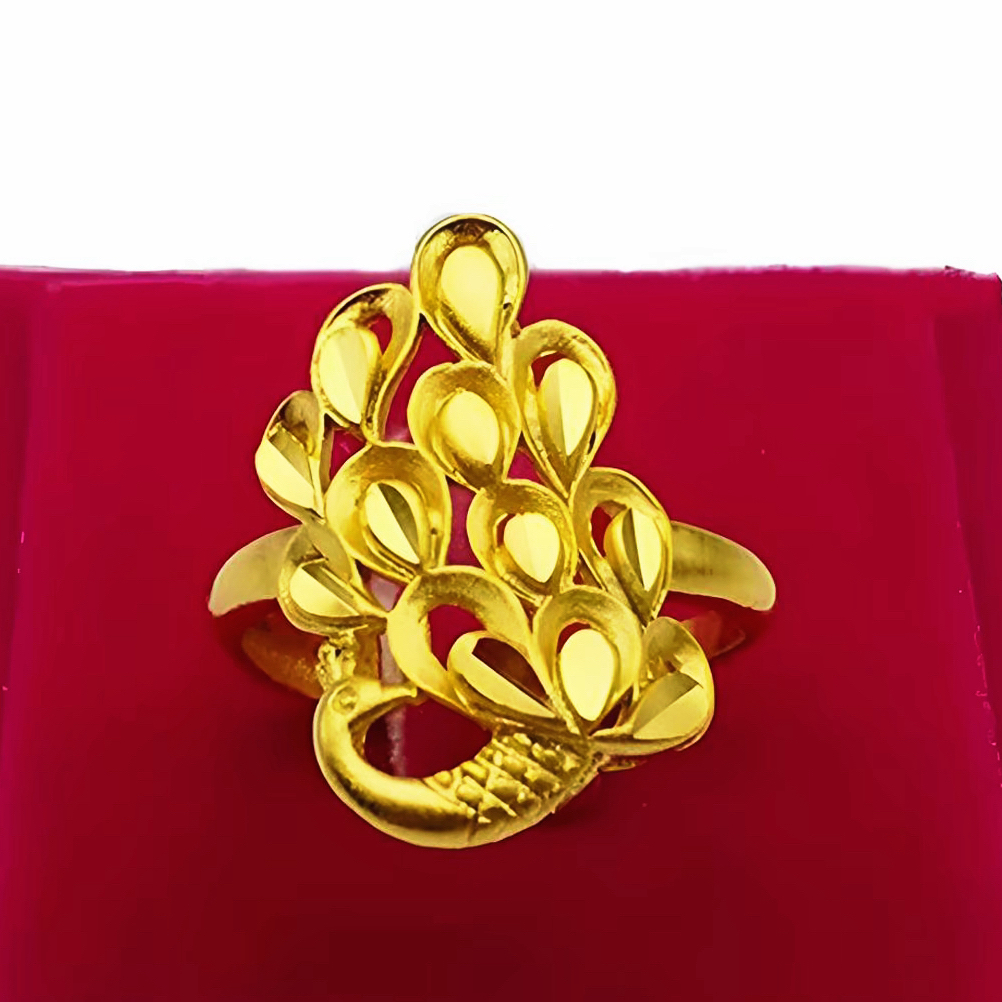 铜合金戒指 孔雀开屏女款经典大气时尚不掉色女戒 开口可调节