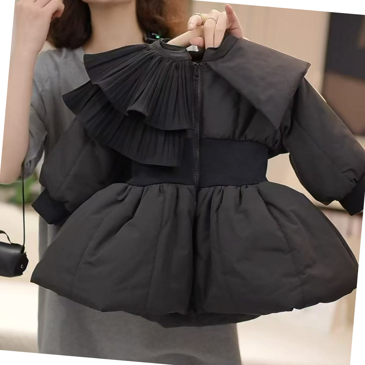 女童冬季新款棉服保暖休闲女宝宝公主风大披肩百搭洋气棉衣外套