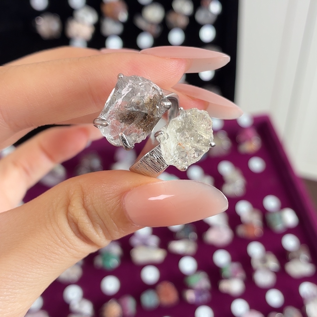 烟晶银S925镶嵌戒指