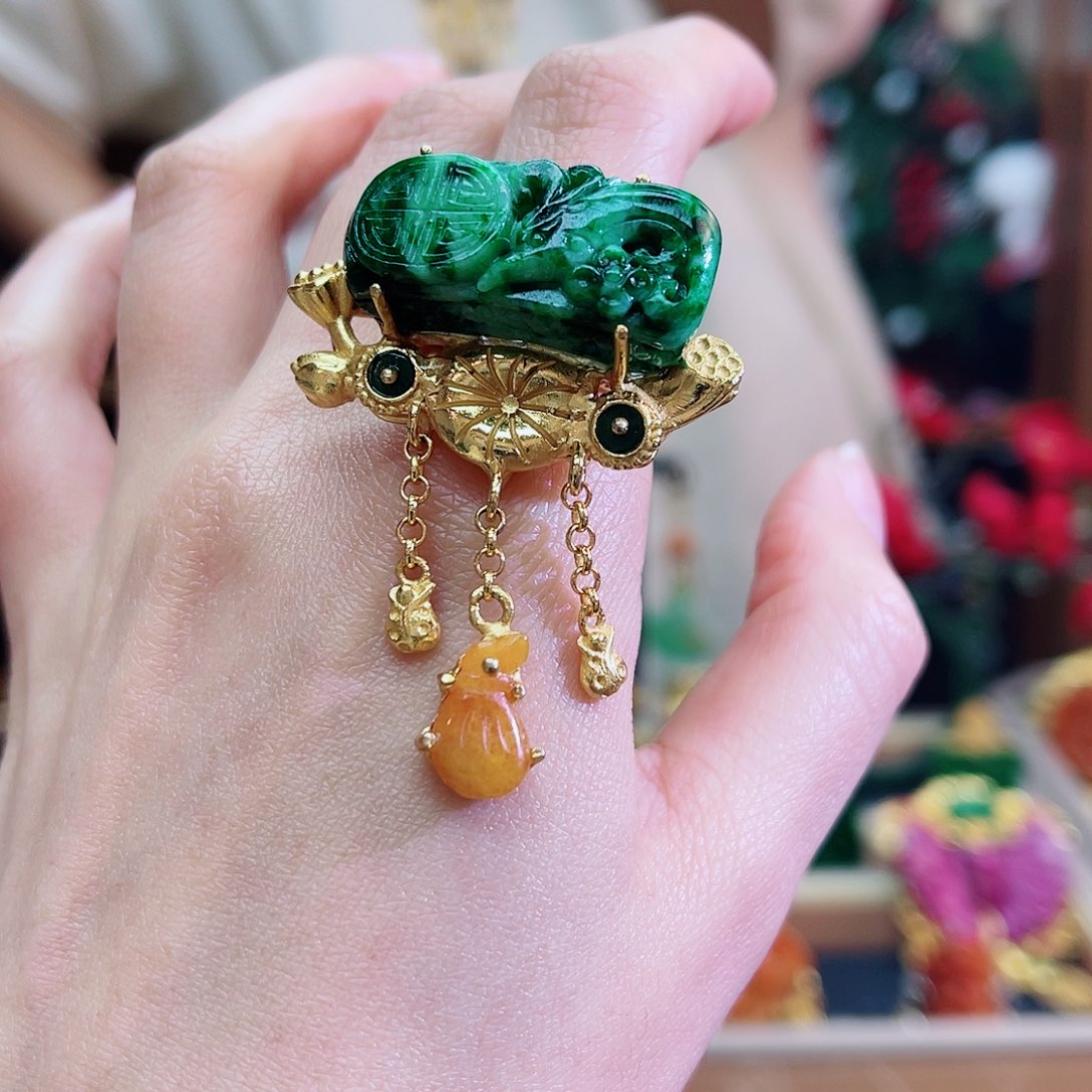 银S925镶嵌戒指翡翠48小时鉴赏期1