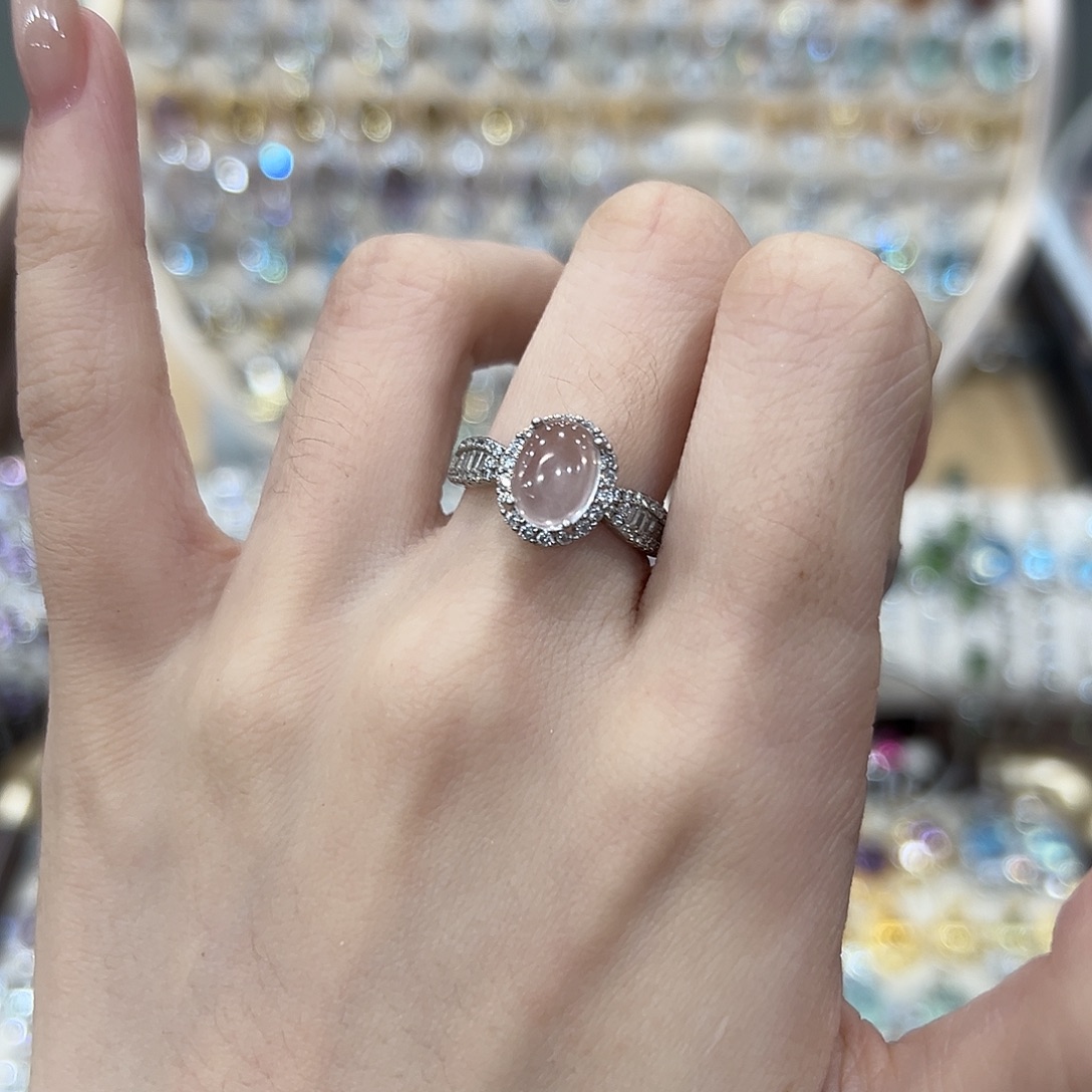 ****烟晶银S925镶嵌戒指