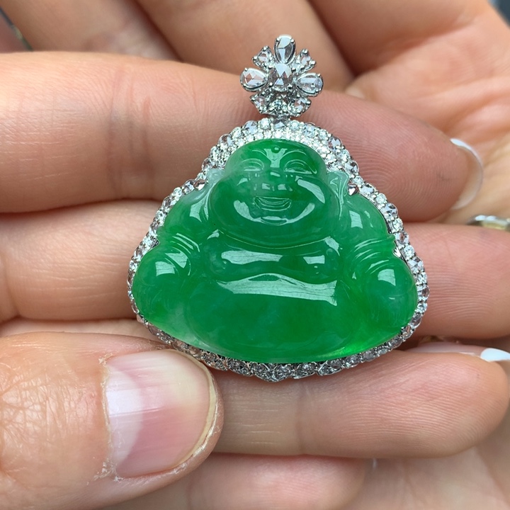 翡翠吊坠(不含链)18K金镶嵌翡翠佛公CYM0230001