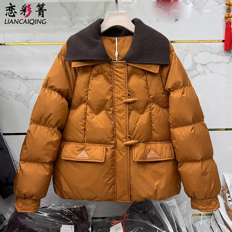 中年女装冬装翻领羽绒棉服加厚保暖短款袄子时尚妈妈装洋气面包服