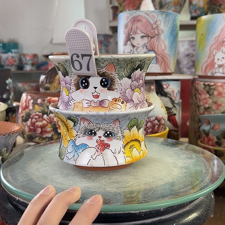 满38包邮 景德镇幸运花盆