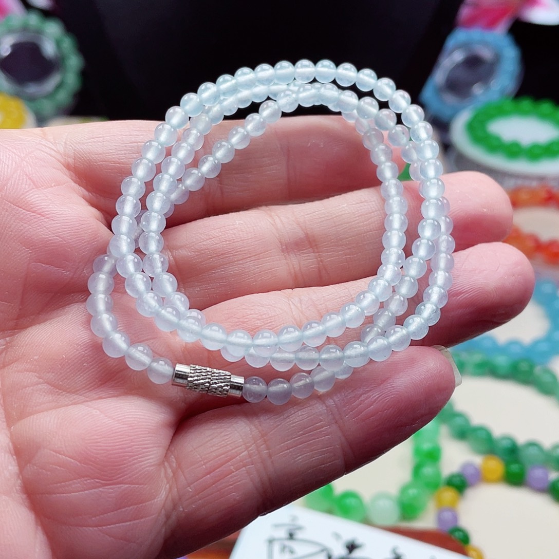 翡翠未镶嵌颈饰卡4.5翡翠珠链男女款10