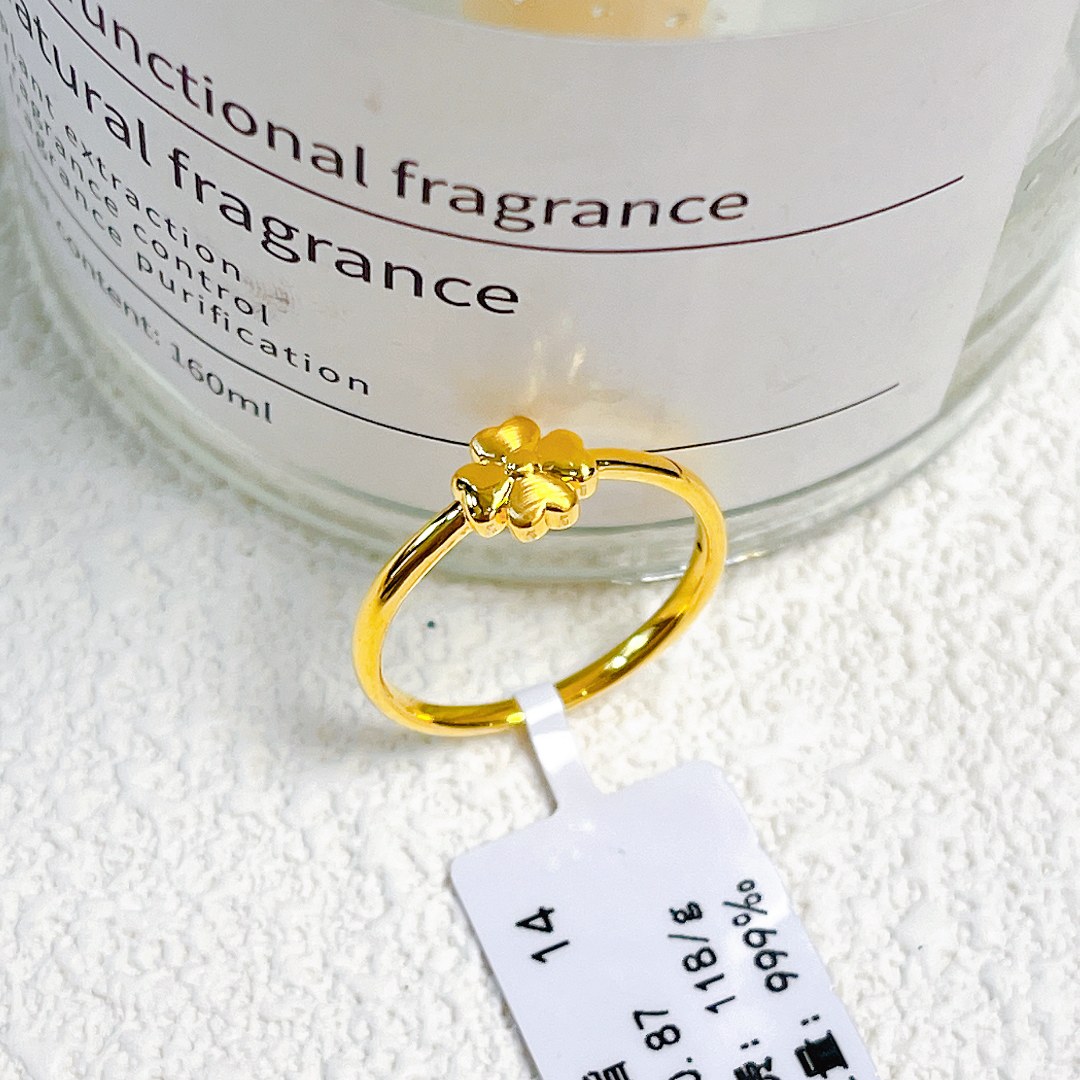 足金999四叶草简约戒指时尚百搭爆款精致