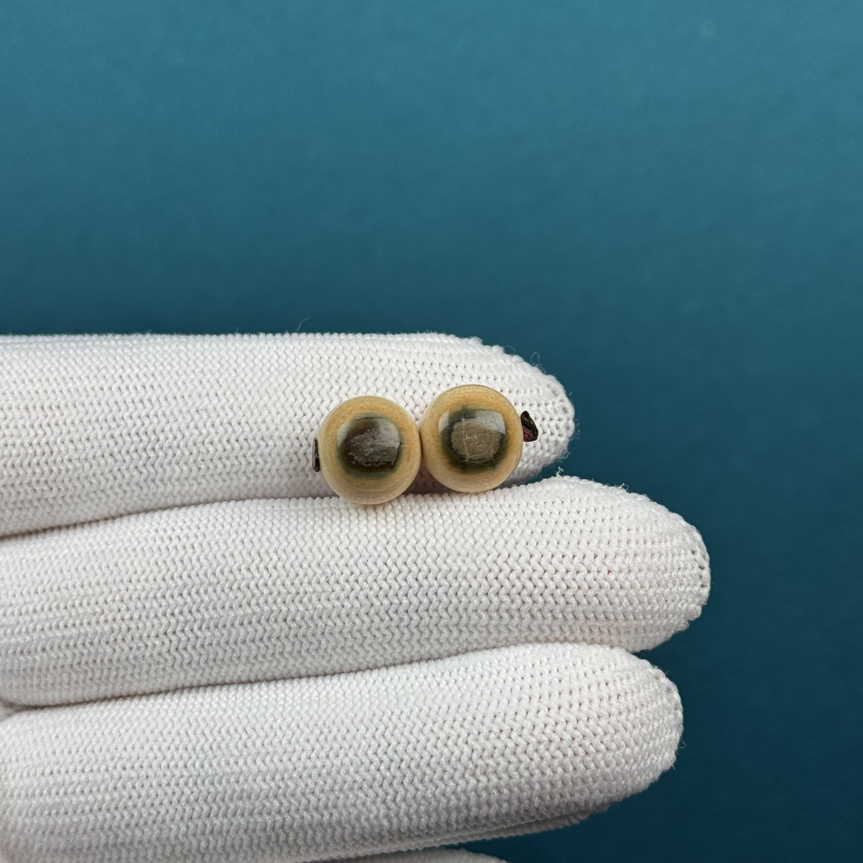 D89-81天然猛犸牙（有瑕）蓝眼睛圆珠10mm支持复检