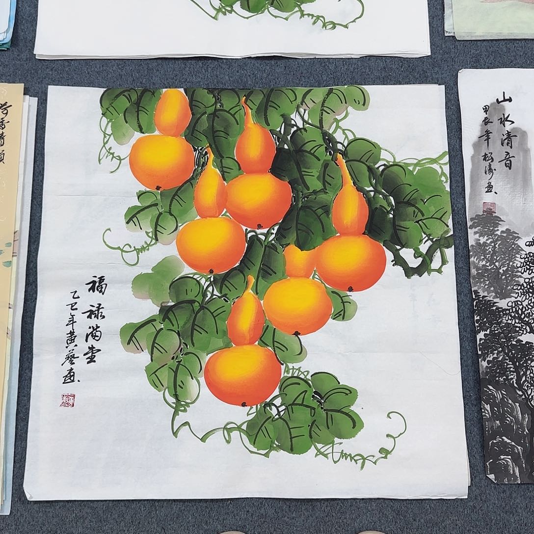 国画尺寸70X70手绘作品