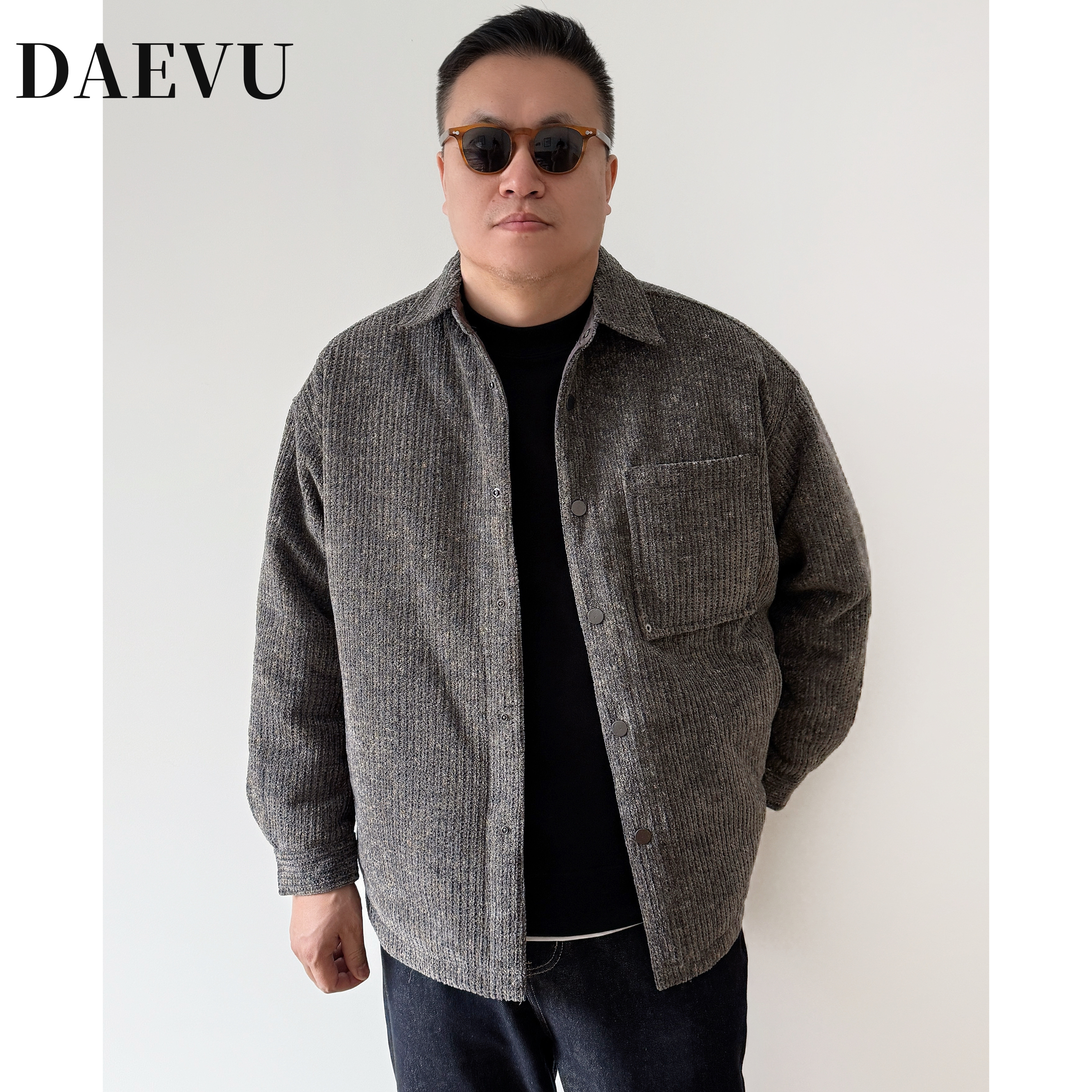 大依无忧大码男装冬季90白鸭绒加肥加大男士短款翻领羽绒服外套