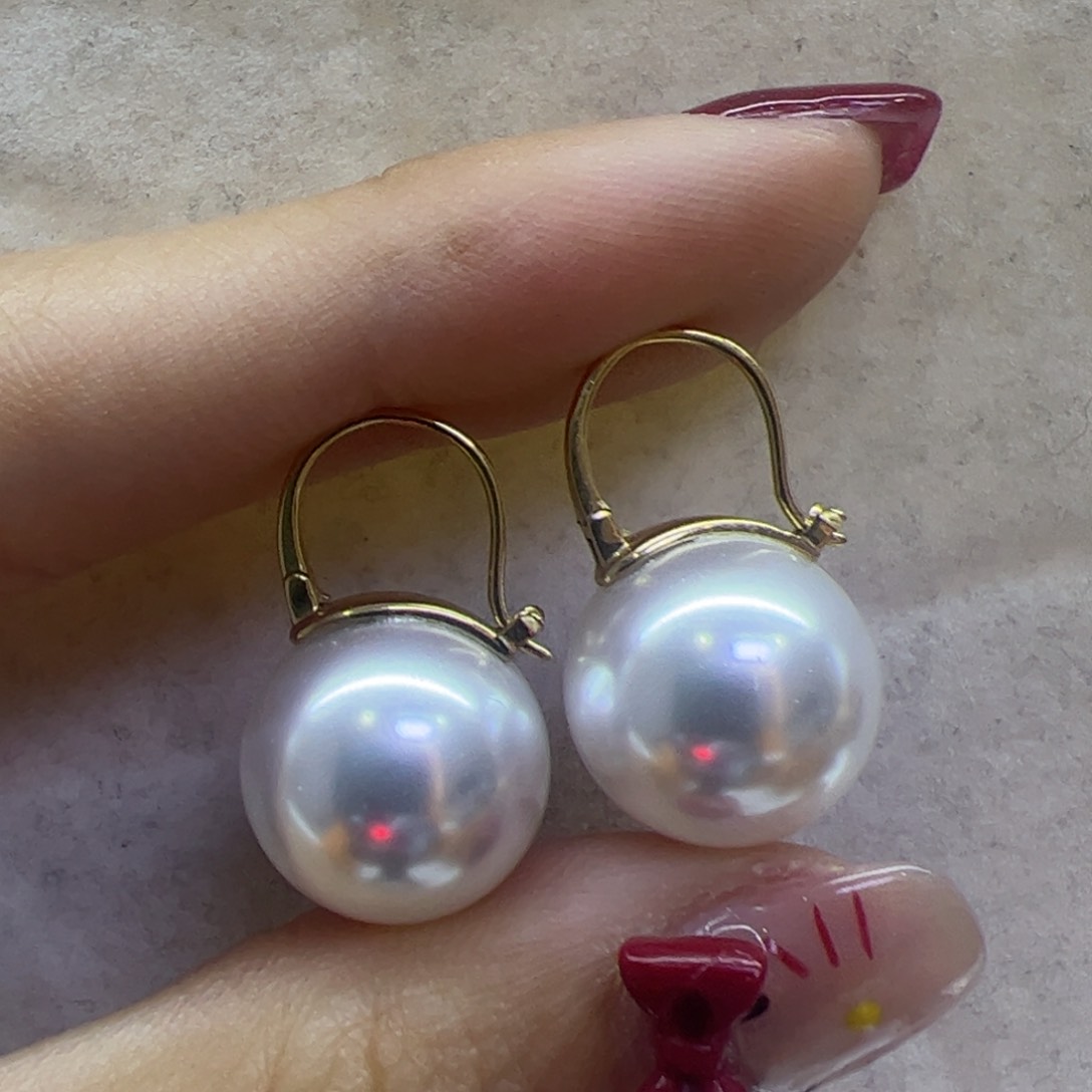 淡水珍珠耳饰18K金镶嵌