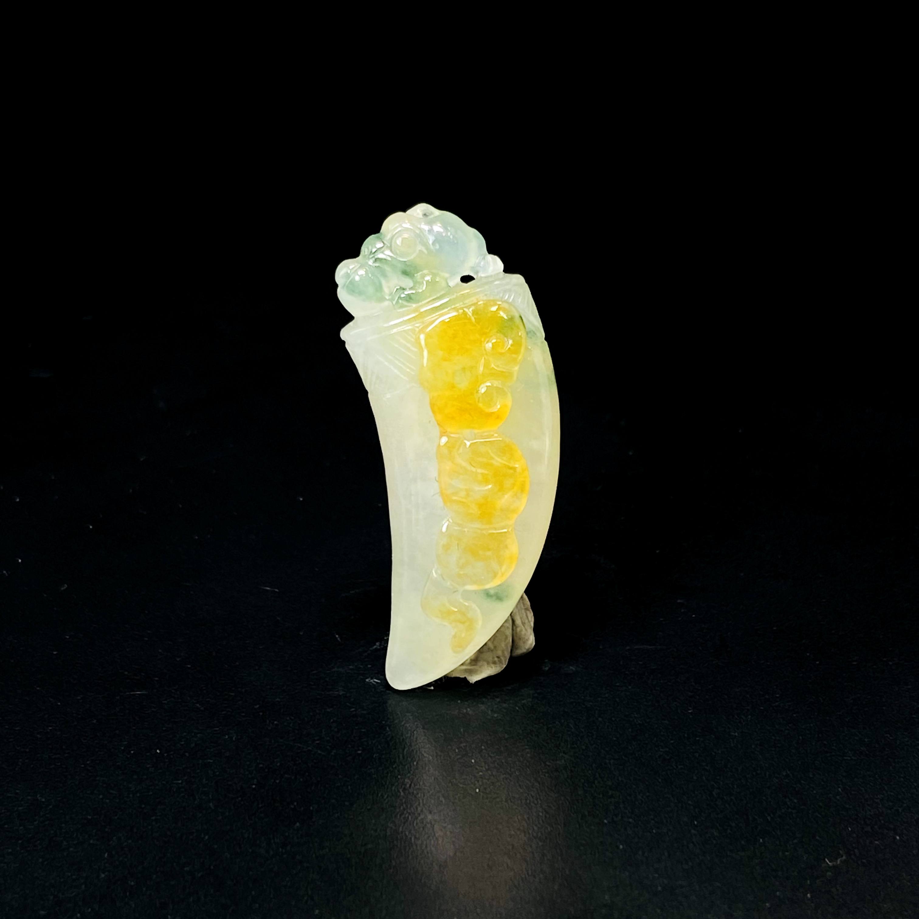 RX14天然缅甸A货翡翠黄加绿龙牙/100168/北京中保拍卖