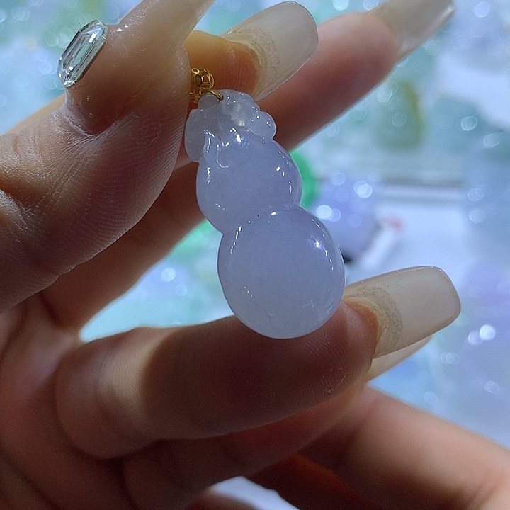 翡翠18K金镶嵌项链天然翡翠A货吊坠