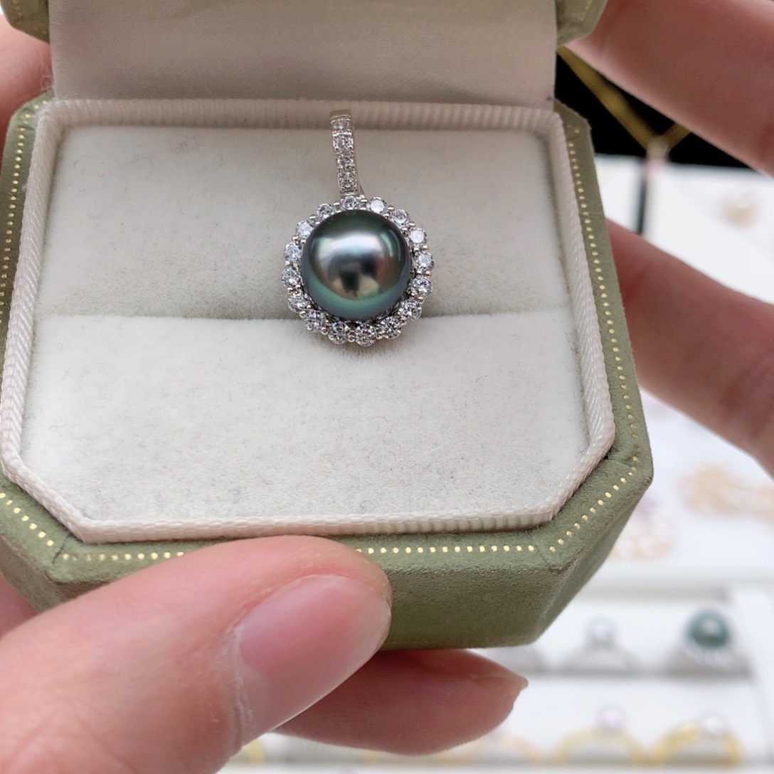 海水珍珠10-11mm万能扣银S925镶嵌