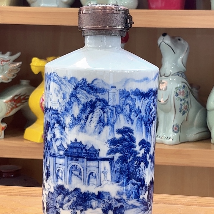 5斤青花山水1个 看图发货