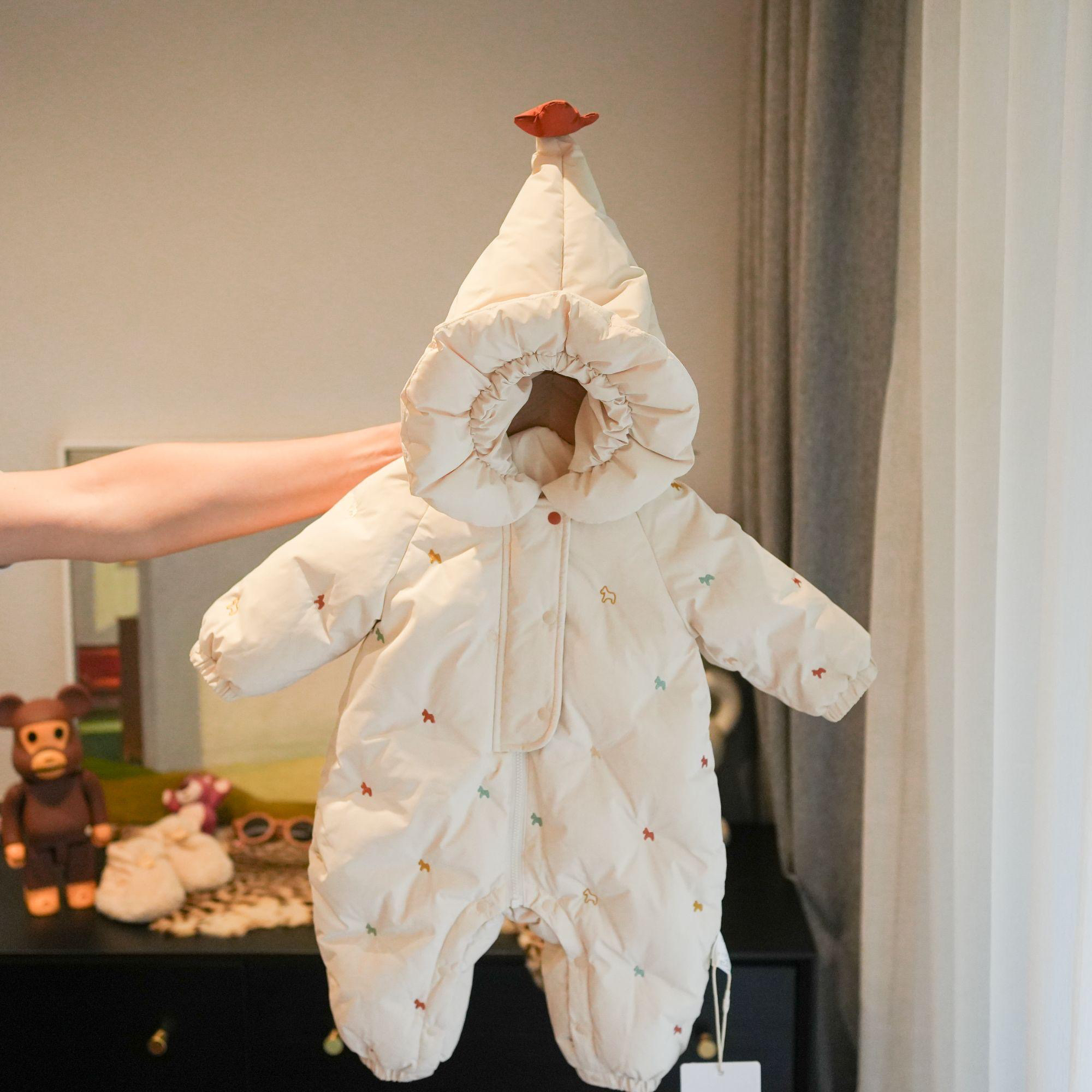 婴儿冬季冬装加厚棉服衣服宝宝外出爬服保暖连体衣防风可爱卡通潮