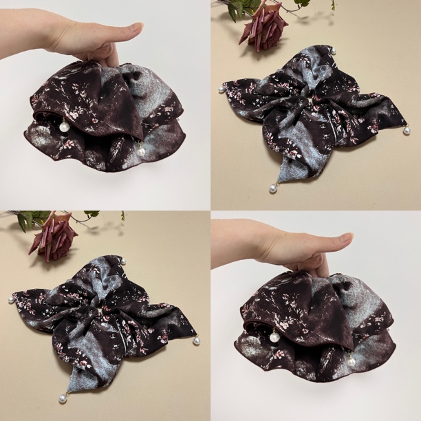 布艺发饰  蓝咖碎花肠圈风车