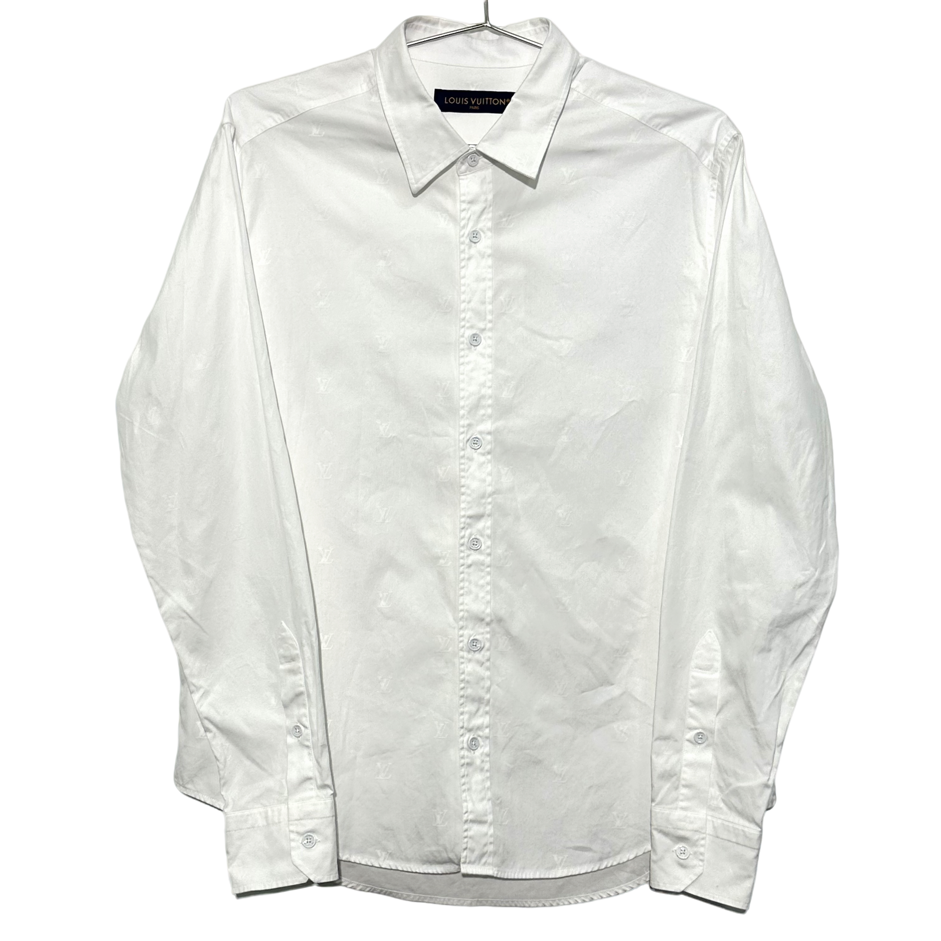 99新 LouisVuitton/路易威登 L码 满印logo白色衬衫 W339
