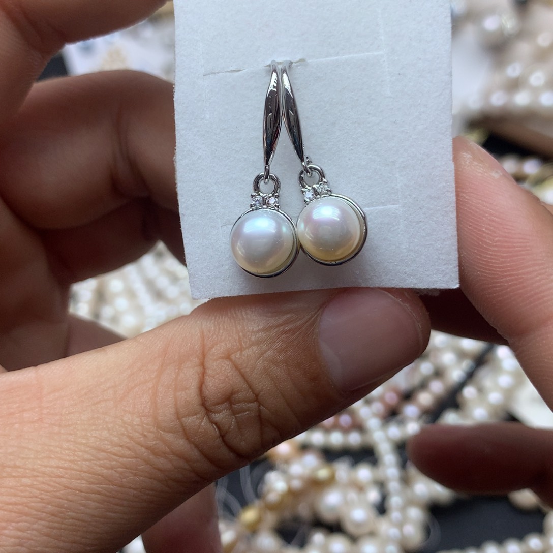 淡水珍珠7-8未镶嵌er19耳钉