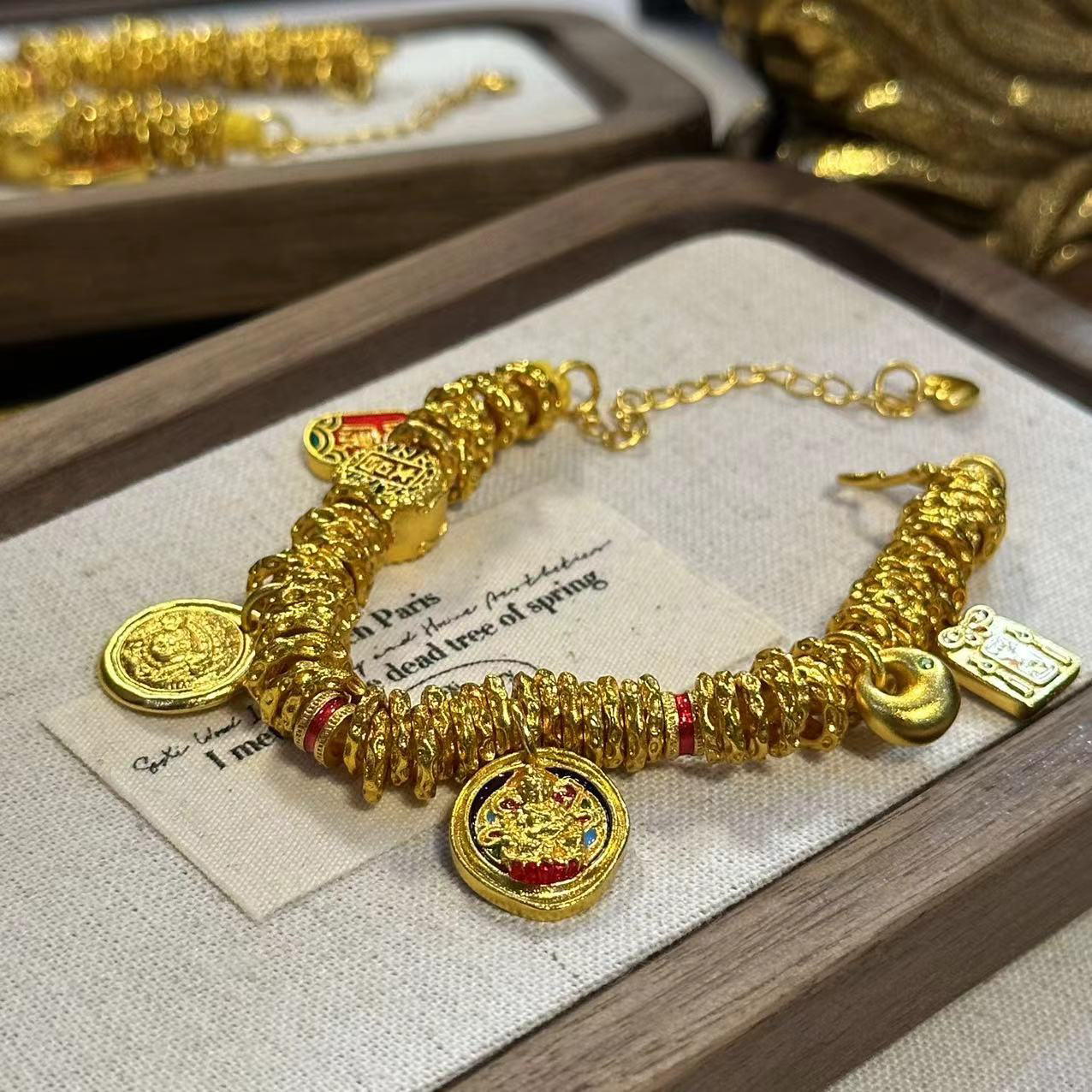 铜合金手链 黄米神扎基拉姆胖福盘缠手链-4007