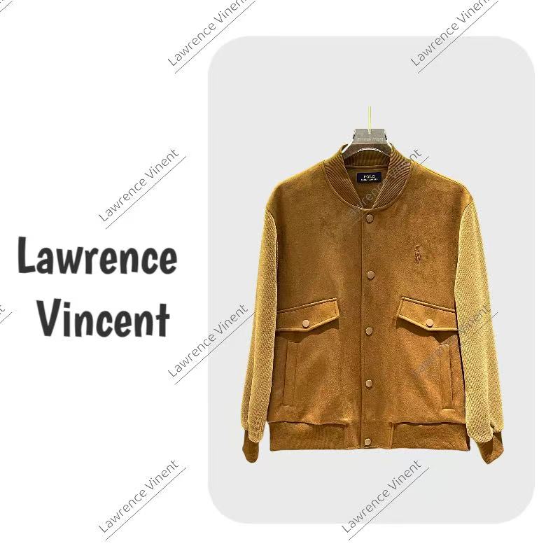 Lawrence Vincent翻领美式棒球服撞色拼接工装长袖外套夹克W6004