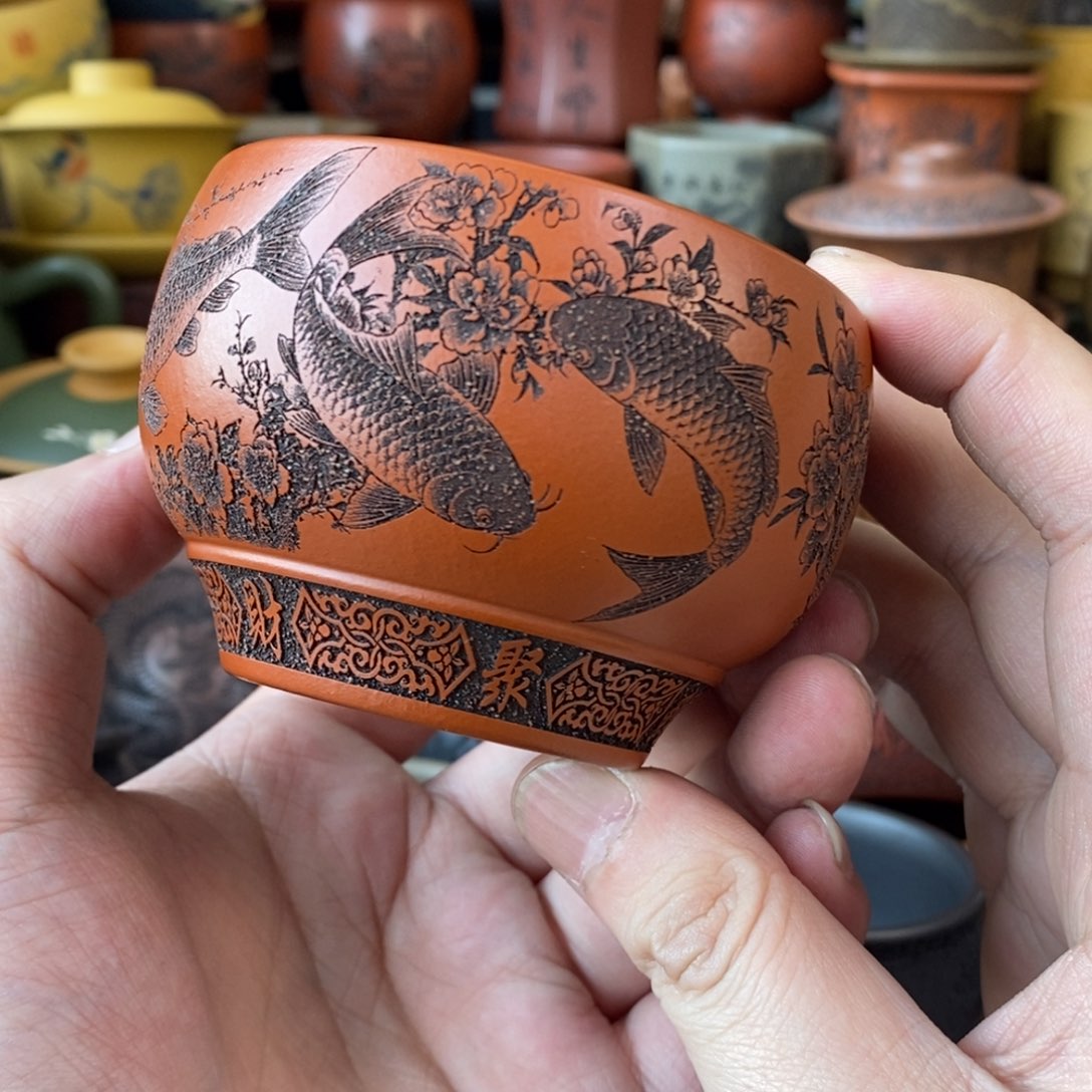 紫砂杯子宜兴全手工紫砂杯