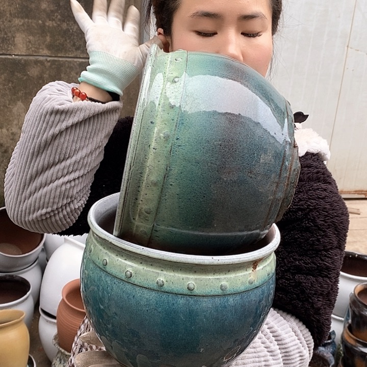 紫砂花盆瑕疵口21高17