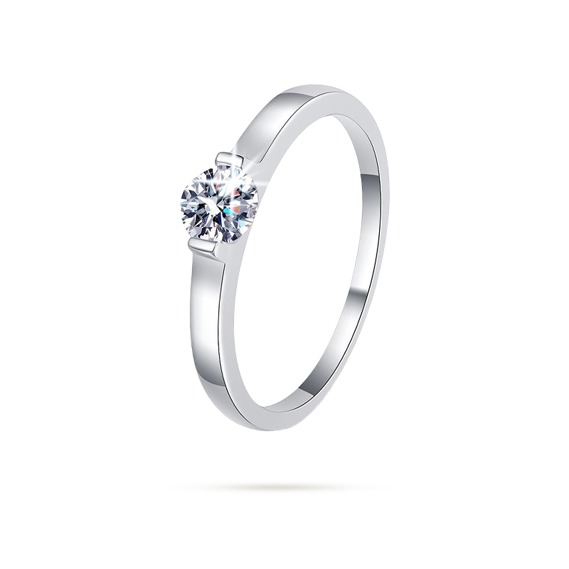 925银莫桑石戒指 50分指环小蛮腰跨越星河高端求婚钻戒送女友礼物