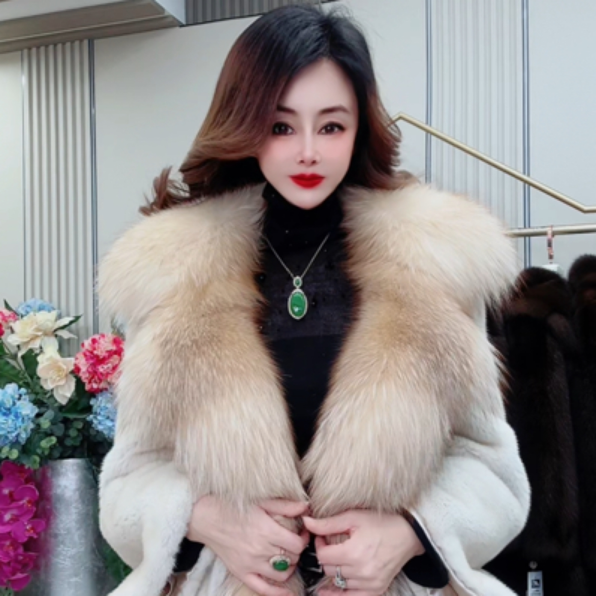 2020皇家贵夫人貂皮+狐狸冬季女士大衣外套D-衣长110cm拒签也要承