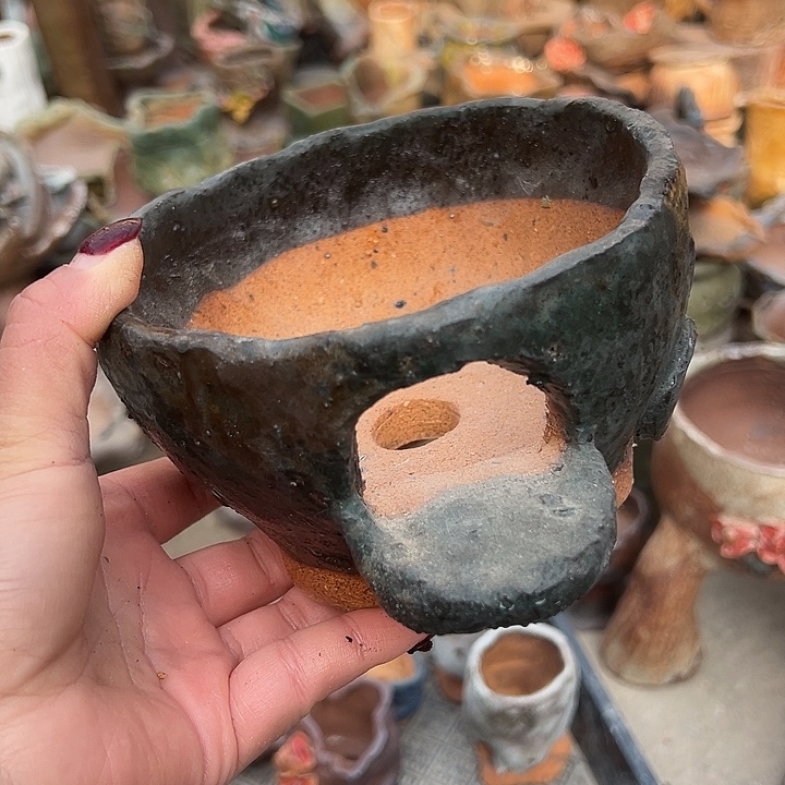 福利手工粗陶高温花器