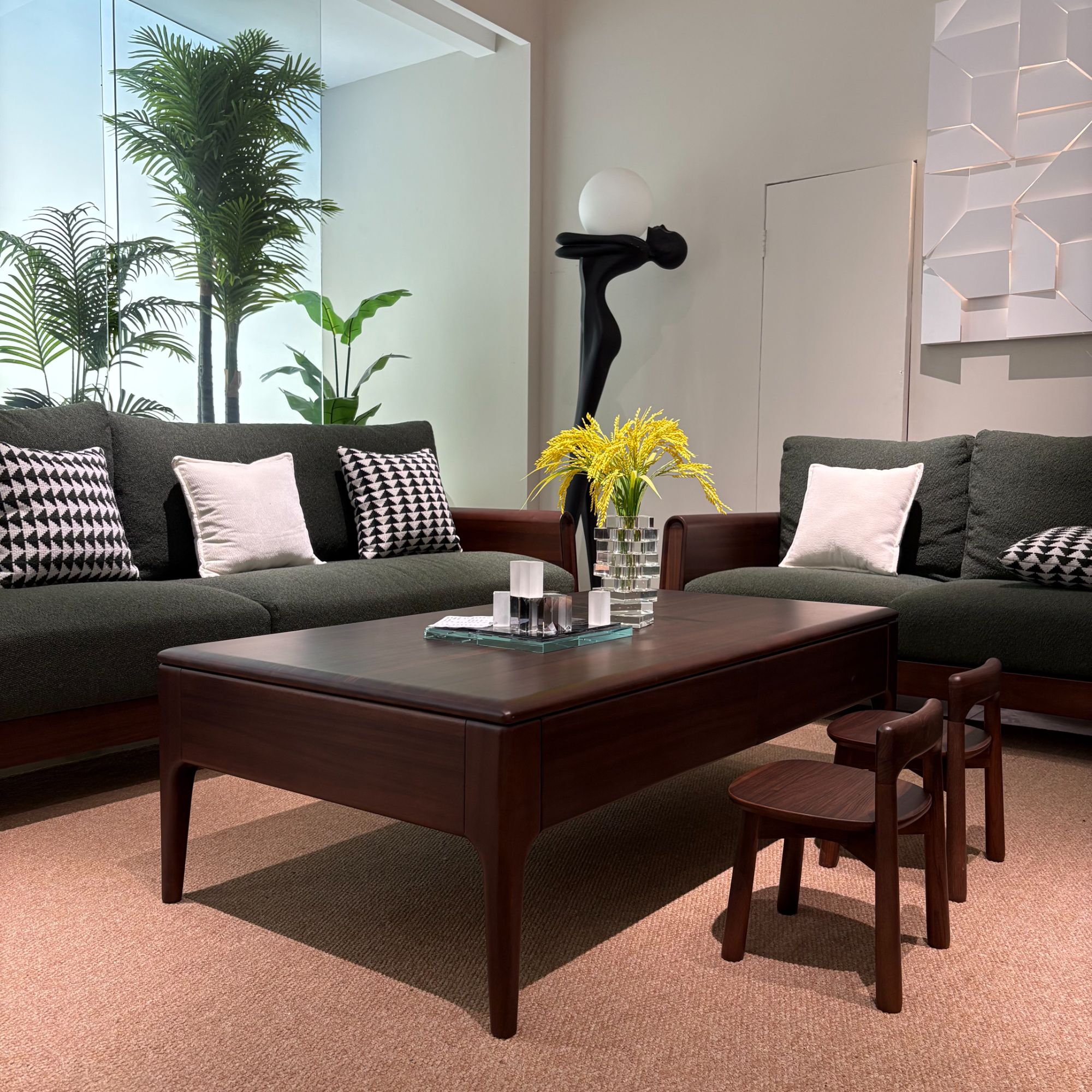 LA8131##实木长茶几胡桃木客厅储物茶桌现代简约茶几