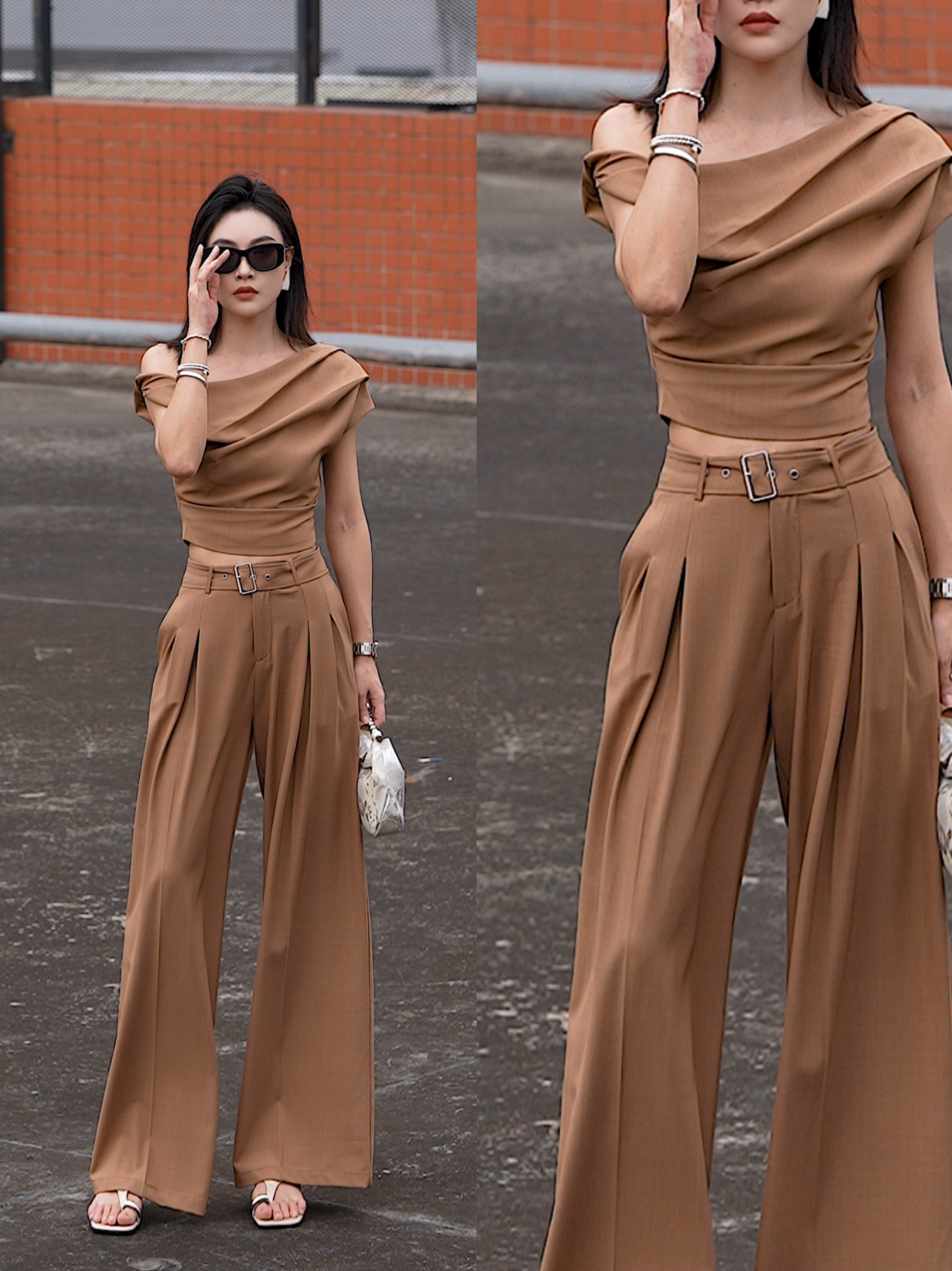 SU YAN原创拉链设计简约时尚通勤风套装TZ005