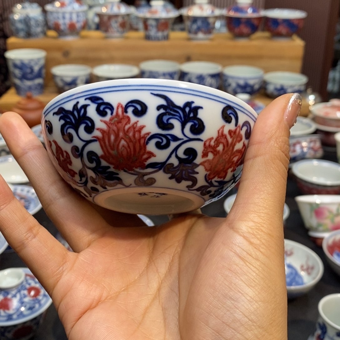 陈**酒普洱杯原矿柴窑手绘