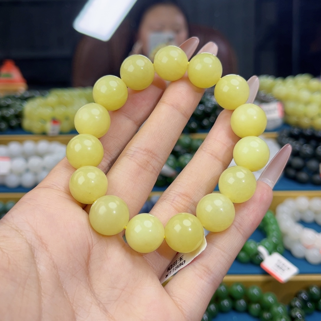 游***客和田玉未镶嵌手链天然和田玉新疆若羌黄口手串14
