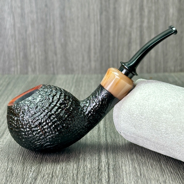 IAFISCO意大利雅法烟斗喷砂河豚斗牛角圈石楠木手工进口斗叼斗