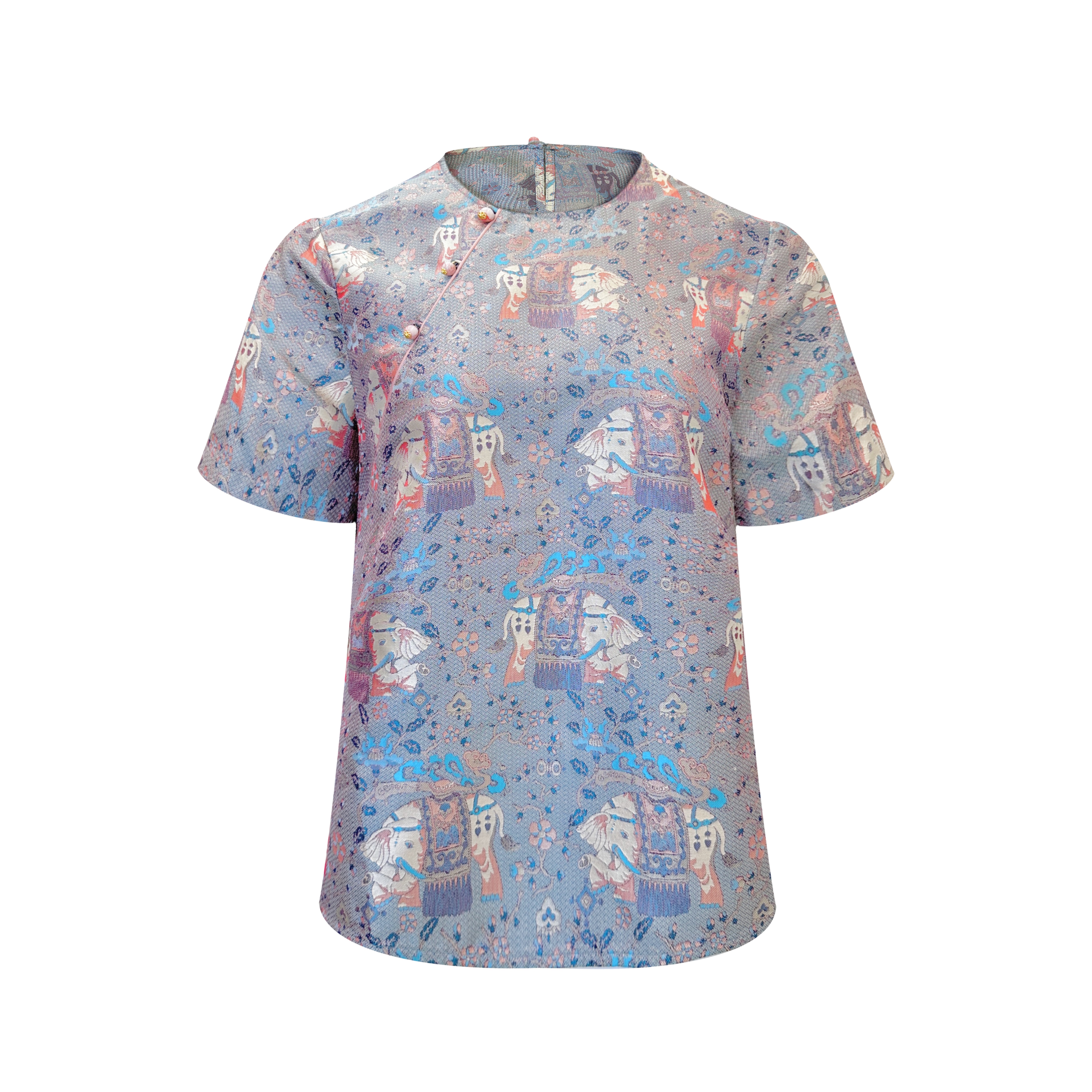 宛宛高定 2025SS |祥熠| 新中式桑蚕丝蜀锦时尚设计款衬衫L90303