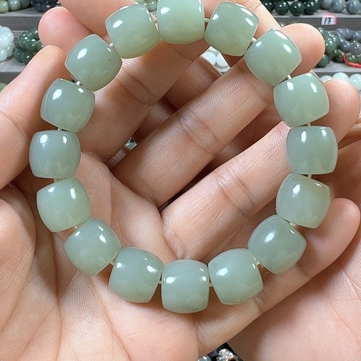 和田玉手链未镶嵌新疆且末蓝直切卡14