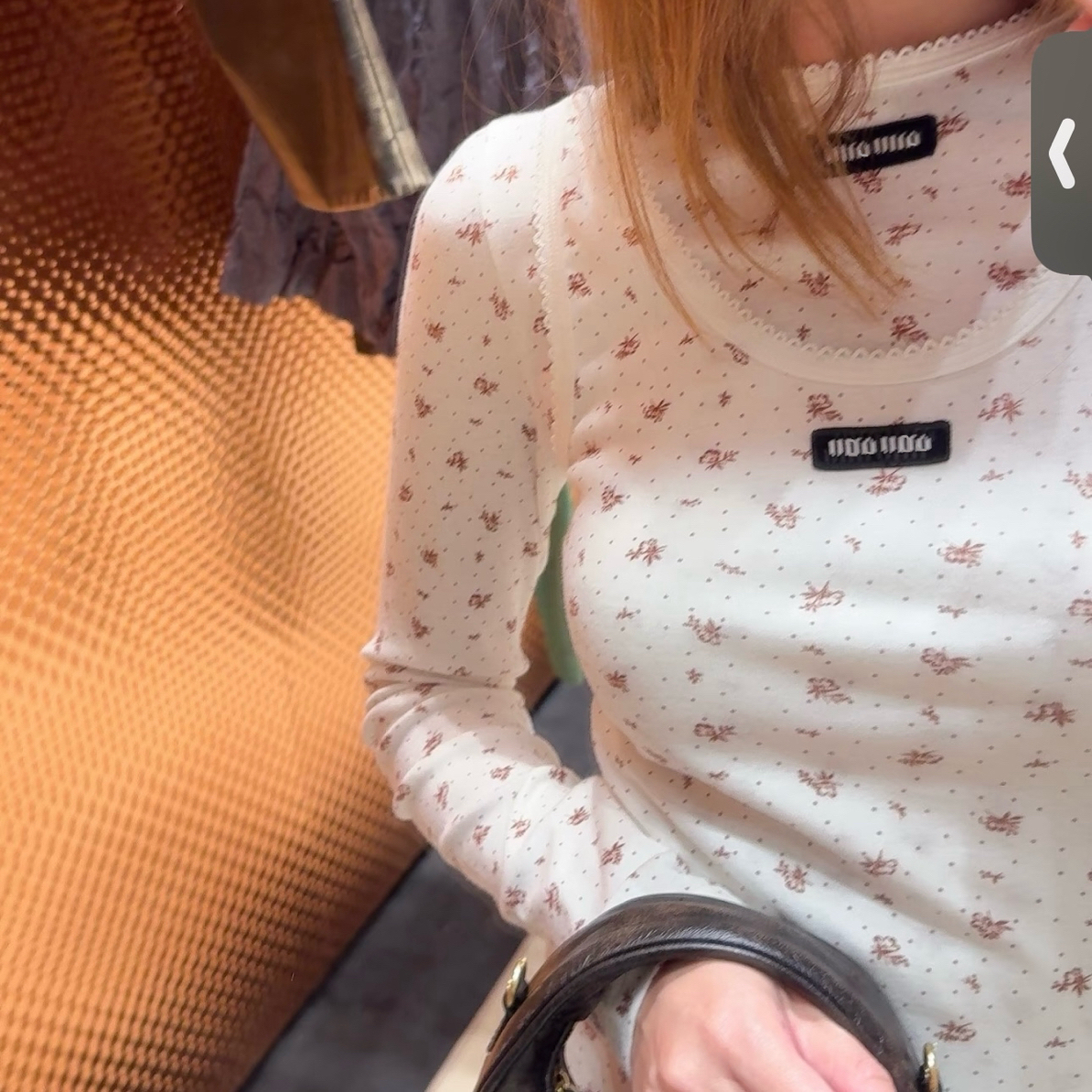 碎花长袖印花T恤打底衫针织时尚显瘦修身